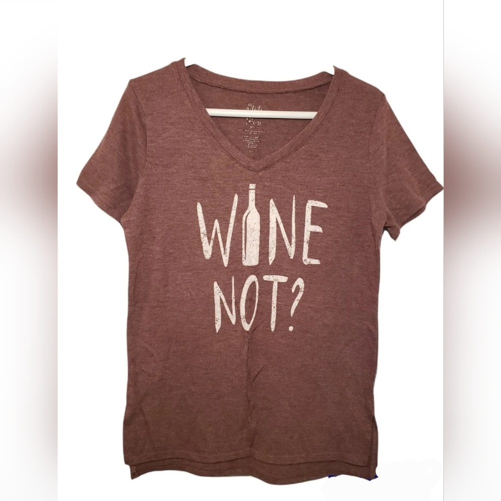 ❤️ WOMEN'S STATE OF WINE CREWNECK T-SHIRT W/ "WINE NOT?" PRINT/ LOGO SIZE SMALL